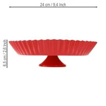 Artikel Metalplade retro dekorativ tallerken med fod rød metal Ø24cm 2 stk.