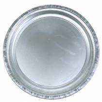 Artikel Dekorativ plade metal sølv skinnende Ø36cm H3cm