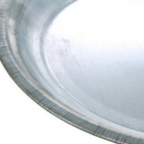 Dekorativ tallerken, arrangementsfod, metalplade sølv, borddekoration Ø26cm