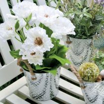 Artikel Metalkrukke til plantning, blomsterpotte med håndtag, planter med blomstermønster Ø18cm