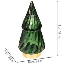 Artikel Glasjuletræ med LED-lys, borddekoration, jul, 13 cm, 2 stk.