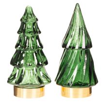 Artikel Glasjuletræ med LED-lys, borddekoration, jul, 13 cm, 2 stk.