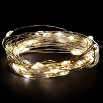 Artikel Mikro LED lyskæder med 20 varme hvide timere og batterier, 6 stk.