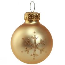 Artikel Mini juletræskugler glas klar guld perle Ø3cm 9 stk