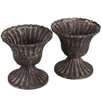 Artikel Mini dekorativ kop vintage metal sort rust Ø8cm H8,5cm 2stk