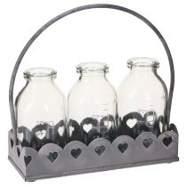 Artikel Miniflasker Dekorative vaser Bakke Rektangulær Grå 15,5x6cm