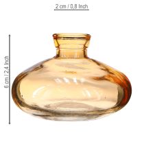 Artikel Mini glasvaser, flade, løgformede, orange, Ø9 cm, 6 stk.