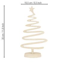 Artikel Mini juletræsdekoration i metal med leroptik i beige H30cm