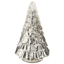 Artikel Mini juletræ med LED-belysning sølvguld 28cm