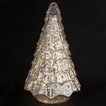 Artikel Mini juletræ med LED-belysning sølvguld 28cm
