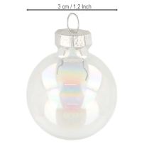 Artikel Mini julekugler i glas, iriserende, klare, 3 cm, 22 stk.