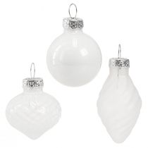 Artikel Mini julekugler hvide trækugler glas 3cm 9 stk