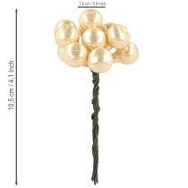 Artikel Mini julekugler på ståltråd guld, creme Ø1,5 cm 140 stk