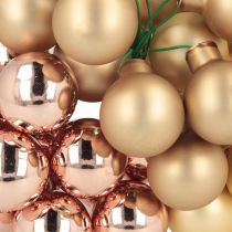 Artikel Mini julekugler på tråd guld rosé glas Ø25mm 140 stk