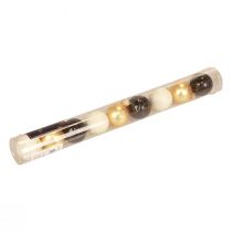 Artikel Mini julekugler glas hvid sort guld Ø3cm 9 stk