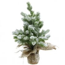 Mini juletræ i sæk snedækket Ø25cm H42cm