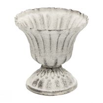 Mini Kop Vase Metal Kalk Hvid Grå Antik Ø8cm H8cm