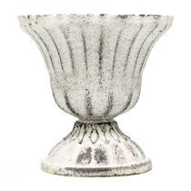 Mini Kop Vase Metal Kalk Hvid Grå Antik Ø8cm H8cm