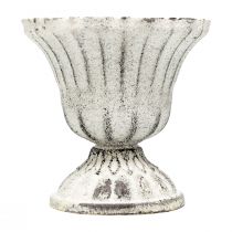 Mini Kop Vase Metal Kalk Hvid Grå Antik Ø8cm H8cm