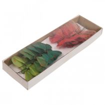 Artikel Mini sommerfugl på tråd rød, grøn 6,5cm 12 stk