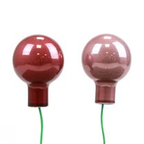 Mini julekugler trådglas bordeaux pink Ø2cm 140stk