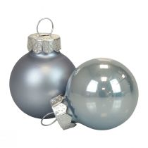 Mini julekugler glas blå mat/blank Ø2,5cm 20p