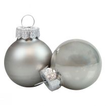 Mini julekugler glas sølv glans/måtte Ø2,5cm 20p