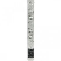 Artikel Mini julekugler hvid, sølv ægte glas Ø3cm 9 stk