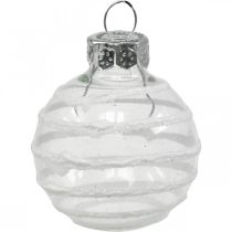 Artikel Mini julekugler hvid, sølv ægte glas Ø3cm 9stk