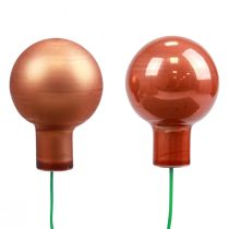 Artikel Mini julekugler på trådglas rød orange 2,5cm 140stk