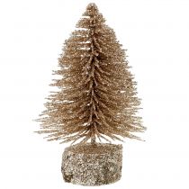 Artikel Mini juletræ guld med glitter 6 stk