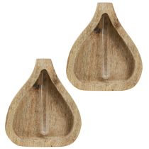 Artikel Mini vase glas reagensglas klar træ dekoration natur H17cm 2stk