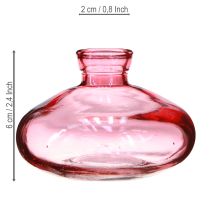 Artikel Minivaser glas, løgformet, flade, pink, tonet, Ø9 cm, H6 cm, 6 stk.