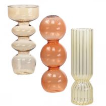 Minivaser Glas Dekorative glasvaser Farvet H15,5-17cm Sæt med 3