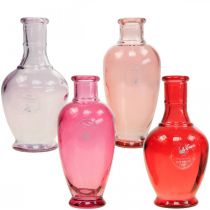 Minivaser glas dekorative glasvaser pink pink rød lilla 15cm 4stk