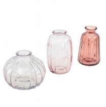 Minivaser dekorative glasvaser blomstervaser H8,5-11 cm sæt med 3