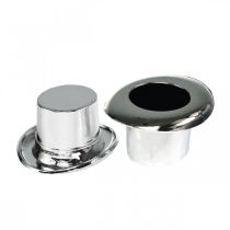 Minicylinder, spredt dekoration nytårsaften, borddekoration til nytår sølv H2,5cm L5cm 9stk