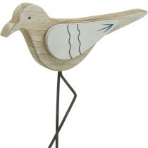 Artikel Havdekoration, deco-måge lavet af træ, shabby chic, blå og hvid H32cm