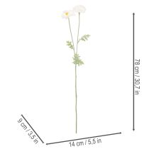 Artikel Kunstig valmue, hvid, lang stilk, 78 cm, 3 stk.