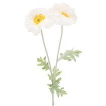 Artikel Kunstig valmue, hvid, lang stilk, 78 cm, 3 stk.
