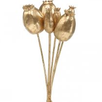 Valmue frøkapsler kunstig valmue frø guld julepynt 38cm 6stk