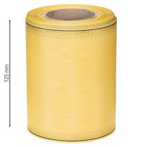 Artikel Moiré kransbånd, gul med guldkant, 125 mm x 25 m - Højkvalitets sørgebånd, dekorativt bånd, sløjfebånd