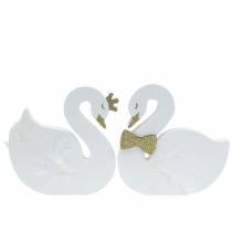 Deco swans bryllup træ hvidguld 12x13cm 2stk