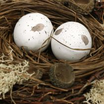 Påskerede med æg kunstig natur, hvid påskebordsdekoration Ø19cm