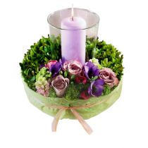 Artikel Blomsterskumring med bund til arrangement grøn Ø24cm 2 stk