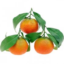 Dekorative frugter, appelsiner med blade, kunstige frugter H9cm Ø6,5cm 4stk