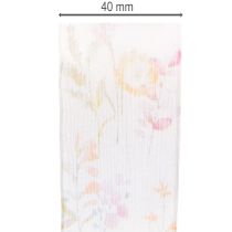 Artikel Organzabånd, chiffonbånd, blomster, orange/pink, 40 mm, 15 m