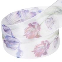 Artikel Organzabånd, chiffonbånd, papegøjetulipaner, lilla, 40 mm, 18 m