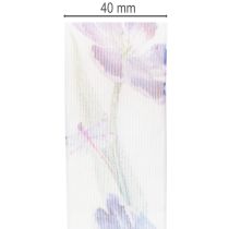 Artikel Organzabånd, chiffonbånd, papegøjetulipaner, lilla, 40 mm, 18 m