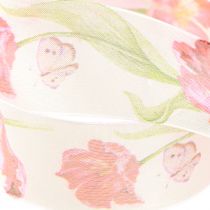 Artikel Organza bånd chiffon bånd papegøje tulipaner rød 40mm 18m